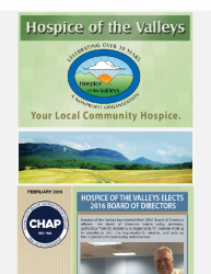 Hospice of the Valleys – February Newsletter 2016